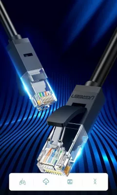 Kabllo Ethernet Ugreen RJ45 Cat6 UTP 2 m, e zezë