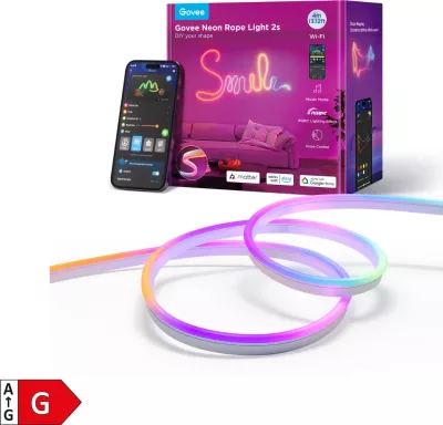 Shirit LED neon Govee Neon Rope Light 2S H61D4-W 4m RGBIC Bluetooth, i bardhë
