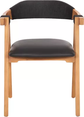 Karrige ngrënieje RIMINI FH9867.02 dru TEAK ngjyrë natyrale-me litar të zi & ndenjëse PU 60x61x76Hcm