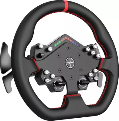 Timon gare me bazë Direct Drive, PXN VD10 DS (VD10 + WDS R2), 10 Nm, 300 mm, Quick Release, 13 butona, e zezë/e kuqe, set