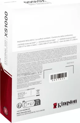 SSD Kingston XS1000 1TB, USB 3.2 Gen 2, Ngjyrë e zezë