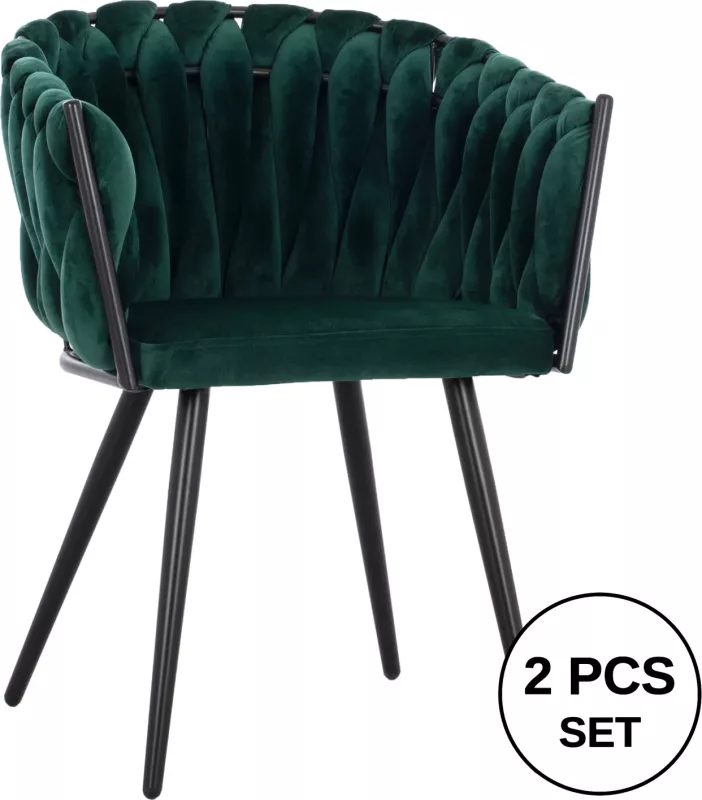 Poltronë Luanda, kadife, ngjyrë selvi, këmbë metalike, FH8741.03, 60x54x78 cm, set prej 2 copë
