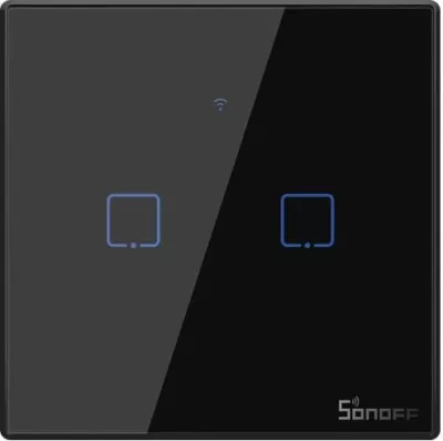 Switch muri smart SONOFF T3EU2C-TX, Wi‑Fi, 2-kanal (Dual), EU 86x86mm, i zi