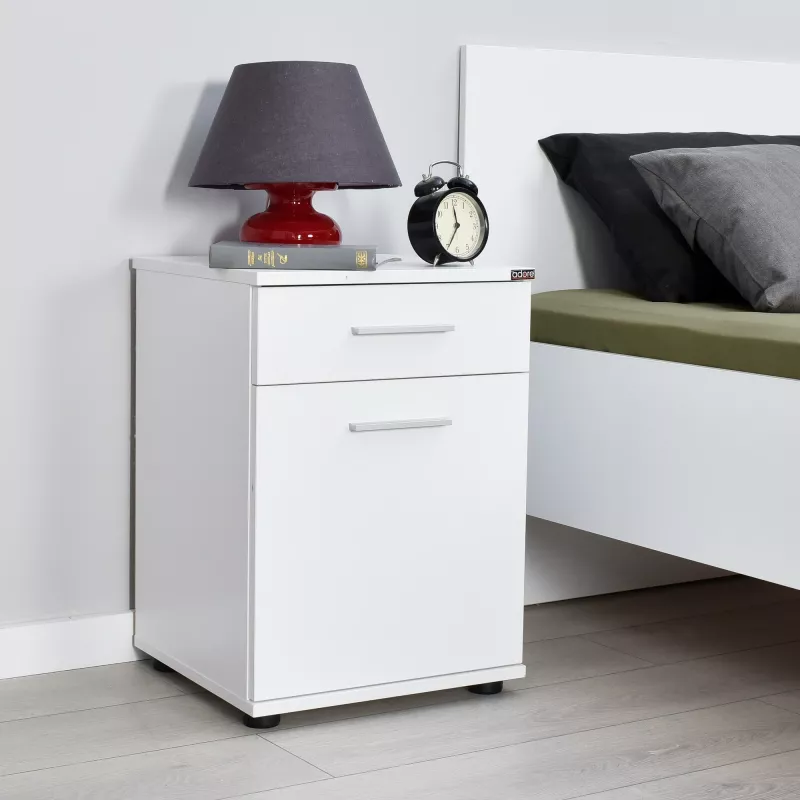 Komodinë e bardhë për dhomë gjumi, Hanah Home, Kmd-511-Bb-1