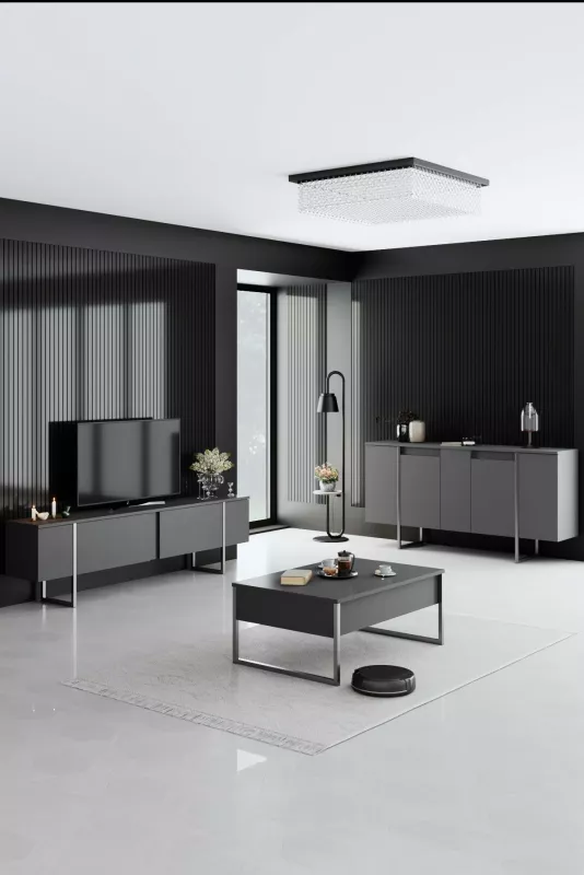 Set mobiljesh për dhomë dite, Hanah Home Luxe, antracit, argjend