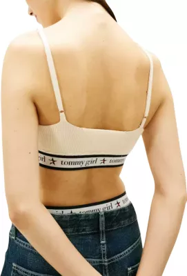 Crop top për femra Tommy Hilfiger Jeans DW0DW22501, krem [Madhësia: M]