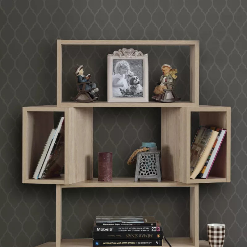 Raft librash Hanah Home, ngjyrë lisi e çelët, Box