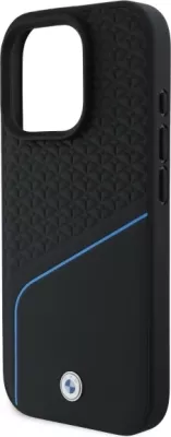 Mbështjellës BMW Sign Leather Textured And Line MagSafe për iPhone 16 Pro Max, i zi