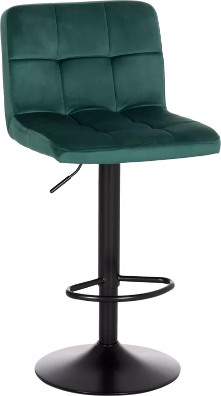 Karrige për bar rrotulluese DIANA, kadife jeshile cypress, metal i zi mat, 44x52x109cm, set prej 2 copë