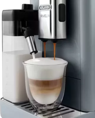 makinë kafeje DeLonghi Rivelia EXAM440.55.G 19 bar, ekran TFT me ngjyra 3.5", Bean Switch, LatteCrema Hot, Pebble Blue