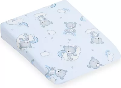 Këllëf jastëku trekëndësh për karrocë, New Baby, BASIC, 30x37 cm, pambuk 100%, blu
