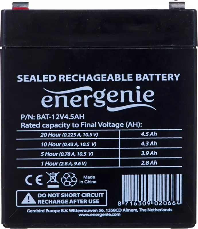 Bateri për UPS Gembird, BAT-12V4.5AH, 12 V