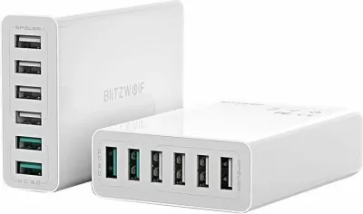 Karikues BlitzWolf BW-S15, 6x USB, QC 3.0, 60 W, i bardhë