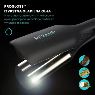 Piaster valëzues 2-në-1 Revamp Progloss WV-3000 Beach & Volume, 120-210°C, i zi, me tapet rezistent nxehtësie