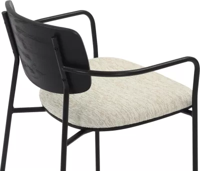 Karrige për ngrënie VIKKI FH9980.02 metal & dru në pëlhurë e zezë-krem, 54x54x75.5H cm, set prej 2 copë