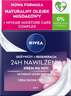 Krem nate hidratues dhe ushqyes për femra Nivea 24H Moisturizing + Regeneration, 50ml