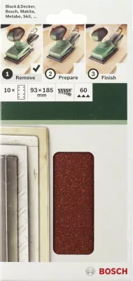 Letër zmerile Bosch DIY 93x230mm P80/K80, 8 vrima, paketim 10 copë