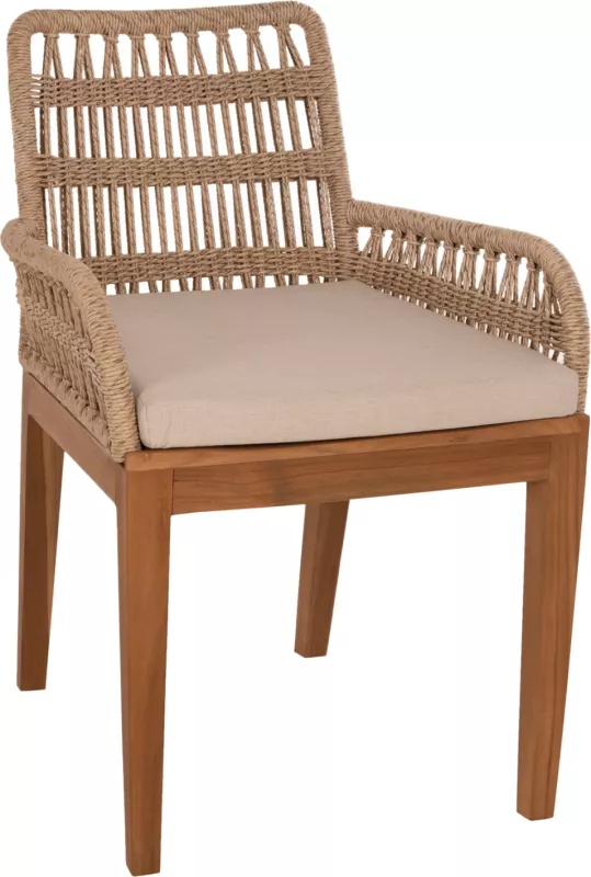 Karrige STARDOM, dru teak dhe litar, ngjyrë natyrale, FH9760.01, 57x65x83H cm