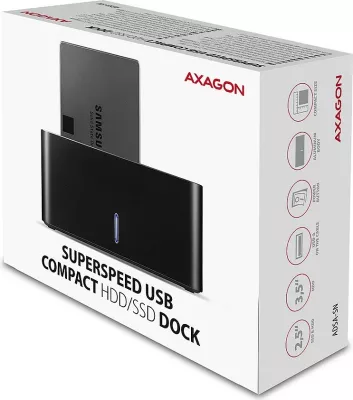 Docking station AXAGON ADSA-SN për HDD/SSD 2.5"/3.5", USB 3.2 Gen 1, e zezë