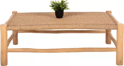 Tavolinë kafeje LONDER, dru teak-sintetik ratan, natyral, 119x79.5x41 cm