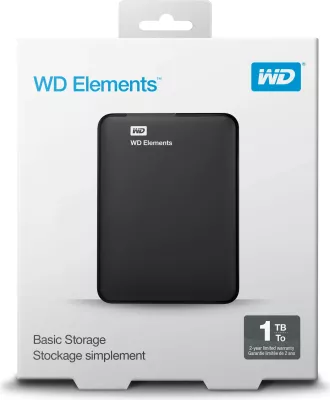 Hard disk portabël Western Digital WD Elements, 1 TB, 2.5", 3.2 Gen 1 (3.1 Gen 1), e zezë