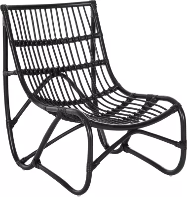 Karrige e jashtme GRINN, shkopinj Rattan, ngjyrë e zezë, 56.5x73.5x79.5H cm