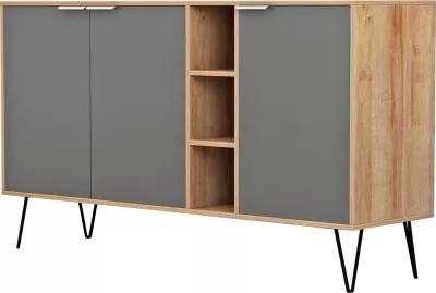 Bufe CABRON FH8874.11 melaminë, këmbë metalike të zeza, 142x40x83H cm