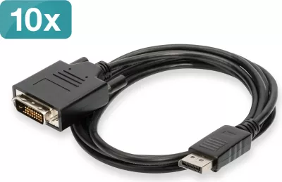 Kabllo adapter Digitus DisplayPort në DVI-D, 2m, 10 copë, e zezë