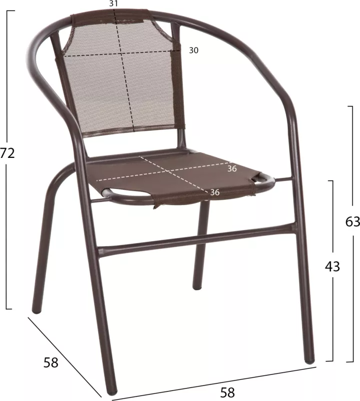 Karrige për jashtë LEDAN FH5977.02 metal & tekstilene ngjyrë kafe 55x58x72Hcm