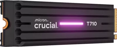 SSD Crucial T710 1TB M.2 2280 PCIe Gen5 NVMe me heatsink, RGB, e zezë