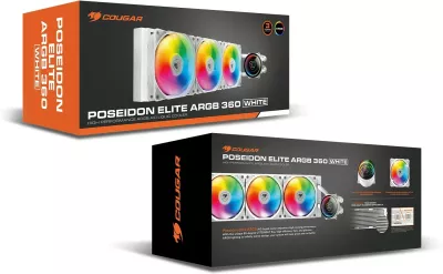 Ftohës uji për CPU Cougar Poseidon Elite 360, ARGB, i bardhë