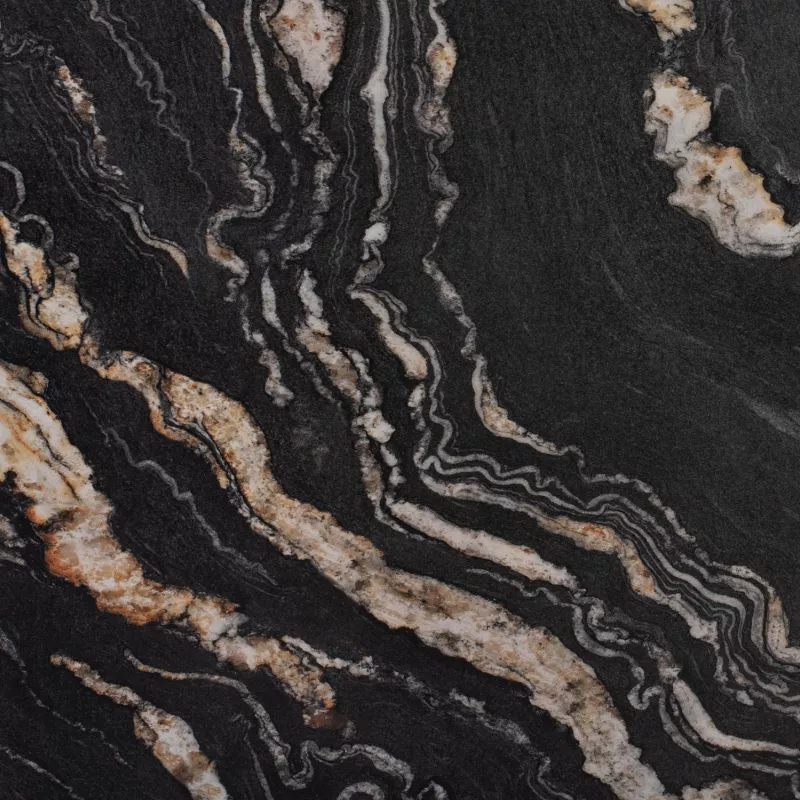 Sipërfaqe tavoline katrore, ngjyrë mermeri e zezë dhe ari, FH5231.15, 80x80 cm