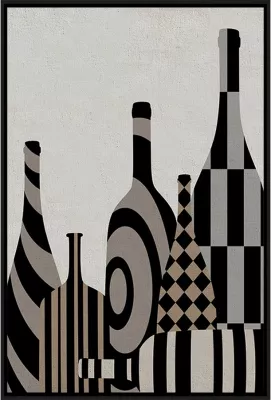 Pikturë dekorative Art Bottles, shumëngjyrëshe, kornizë e zezë, 83x123x4cm