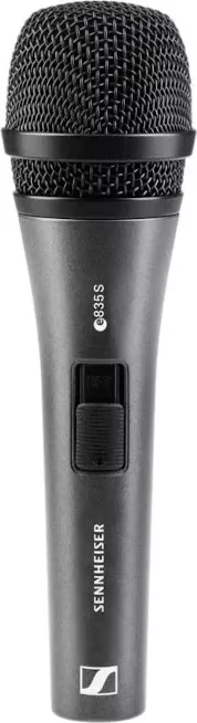 Mikrofon vokal Sennheiser E 835-S, dinamik, kardioid, me buton on-off, i zi