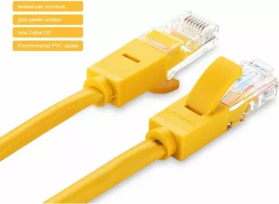 Kabllo LAN UTP UGREEN Cat5e 1m RJ45 e verdhë, polybag