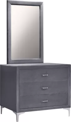 Toalet me pasqyrë Lyon FH596.01 prej kadifeje gri me këmbë argjendi 97x56x178cm