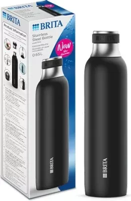 Shishe uji BRITA sodaTRIO 0.65L, çelik inox, e zezë