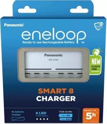 Karikues i baterive Panasonic Eneloop Smart 8 BQ-CC63, i bardhë