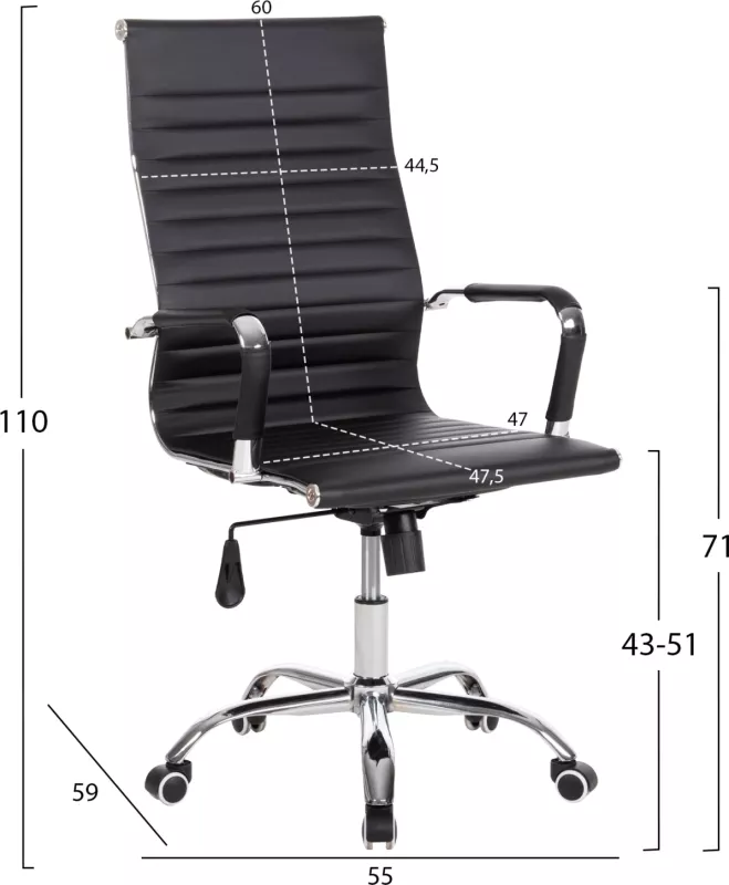 Karrige për zyre BOSS FH1059.31, 54x57x110H cm. e zezë
