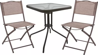 Set kopshti tavolinë & karrige të palosshme Figo FH21036, 3 pjesë, të kafta
