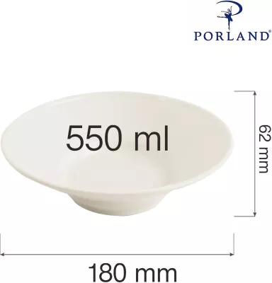 Tas porcelani Porland Line 180mm 550ml, krem, set 6 copë
