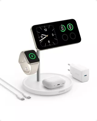 Stacion karikimi Anker MagGo, USB, karikim pa tela, Bardhë