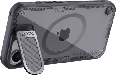 Mbështjellës Nillkin Iceblade Prop Magnetic për iPhone 16e, me kapak kamere dhe stand, i zi