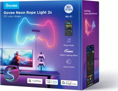 Shirit LED neon Govee Neon Rope Light 2S H61D4-B 4m RGBIC Bluetooth/Wi‑Fi, i zi