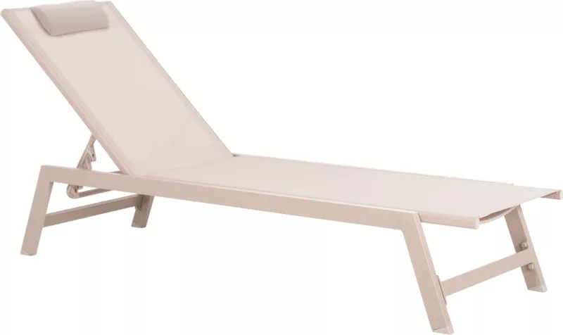 Shezlong alumini me jastëk RABIA FH5982.04, ngjyrë shampanjë, 191,5x60x89,5Hcm
