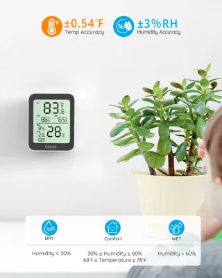Termometër-higrometër Bluetooth Govee H5075, ekran LCD, memorie 20 ditë, bardhë/zi