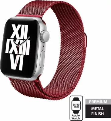Rrip Smartwatch Crong Steel Milanese Band për Apple Watch 38/40 mm, i kuq