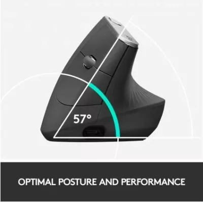 Maus ergonomik vertikal Logitech MX Vertical 4000 DPI, Bluetooth + Unifying, USB-C, i zi