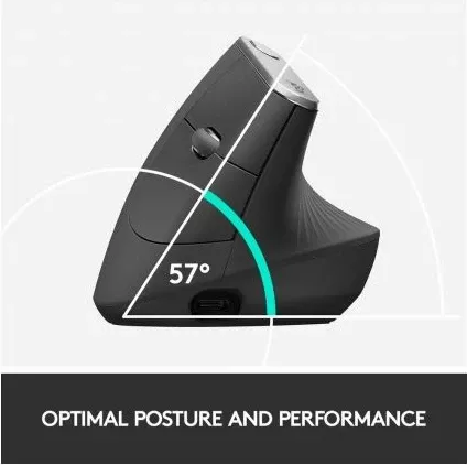 Maus ergonomik vertikal Logitech MX Vertical 4000 DPI, Bluetooth + Unifying, USB-C, i zi thumbnail 3
