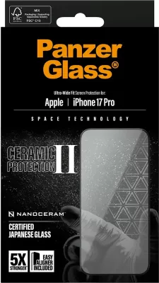 Mbrojtës ekrani PanzerGlass Ceramic II për iPhone 17 Pro, transparent